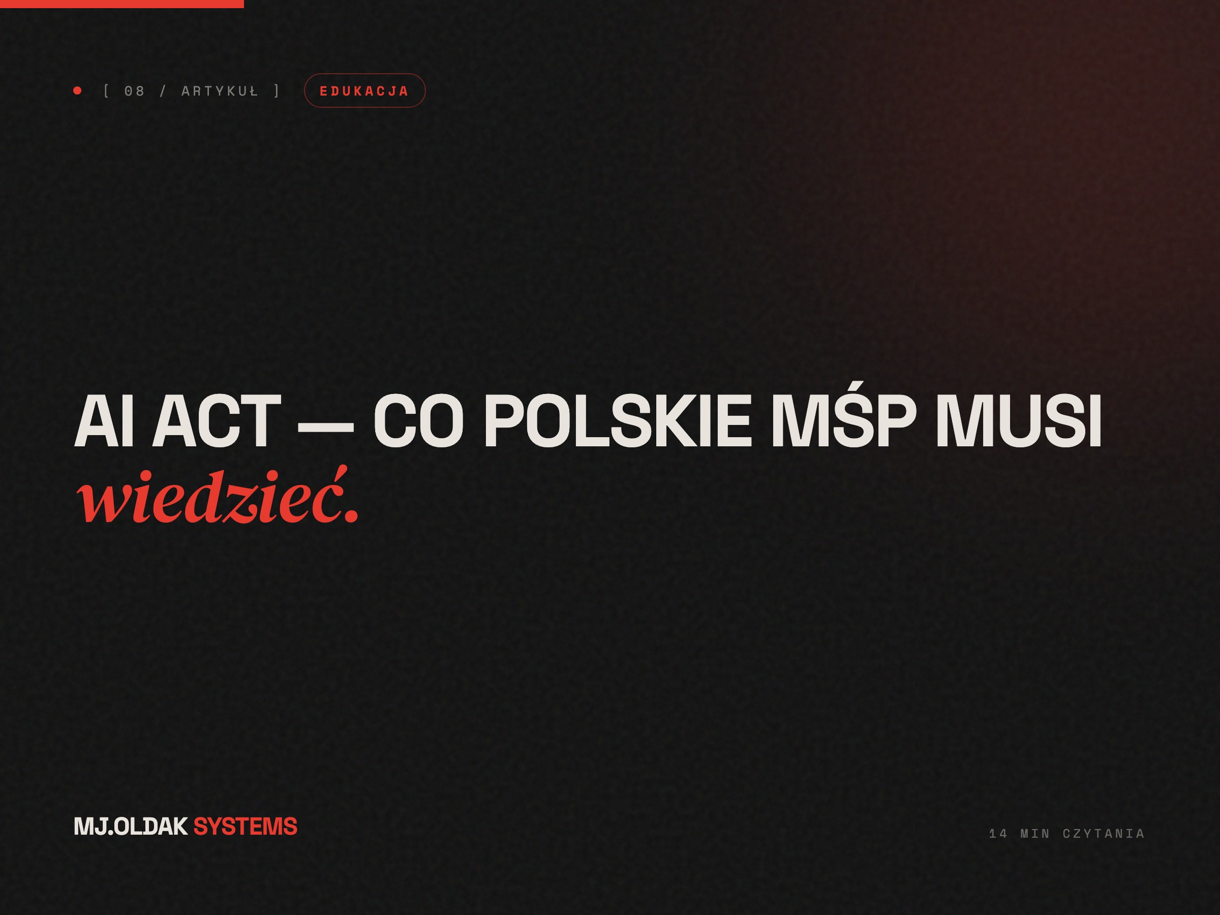 Cover artykułu: AI Act 2026 — co polskie MŚP musi wdrożyć